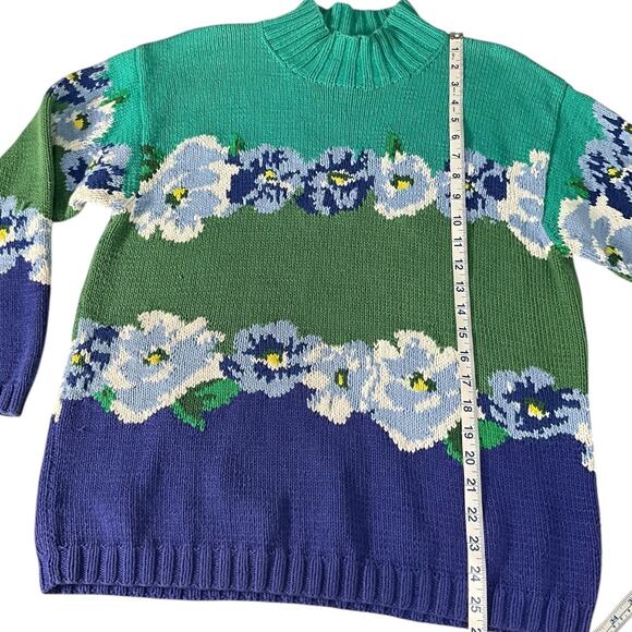 Vintage Adrienne Vittadini Sport 100% Cotton Size Small Floral Sweater Women 90s - Picture 6 of 8